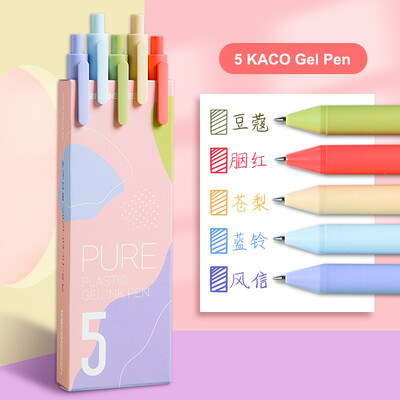 Kaco 5 bucăți pixuri cu cerneală gel din plastic pur Set de pixuri multicolore cu design retro pentru desen KACOGREEN Papetarie Office School