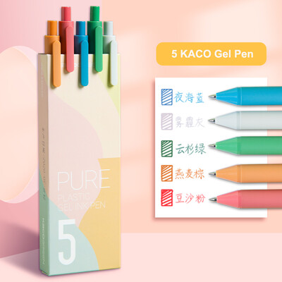 Kaco 5 bucăți pixuri cu cerneală gel din plastic pur Set de pixuri multicolore cu design retro pentru desen KACOGREEN Papetarie Office School