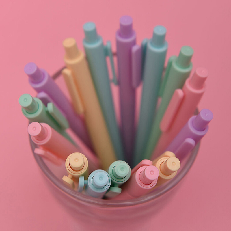 Kaco 5 bucăți pixuri cu cerneală gel din plastic pur Set de pixuri multicolore cu design retro pentru desen KACOGREEN Papetarie Office School