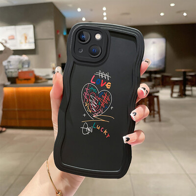 Madingas mielas Curly Wave telefono dėklas, skirtas iPhone 7 Plus 8 SE 2020 15 16 14 13 12 11 Pro Max X XR XSMax Minkštas smūgiams atsparus buferio dangtelis