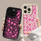 Pink Leopard skystas silikoninis dėklas, skirtas iPhone 16 Pro Max Cover iPhone 15 14 13 11 12 XS Max X XR 7 8 Plus SE 2020 smūgiams atsparus dėklas