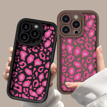 Θήκη υγρής σιλικόνης Pink Leopard για iPhone 16 Pro Max Κάλυμμα iPhone 15 14 13 11 12 XS Max X XR 7 8 Plus SE 2020 Αντικραδασμική θήκη