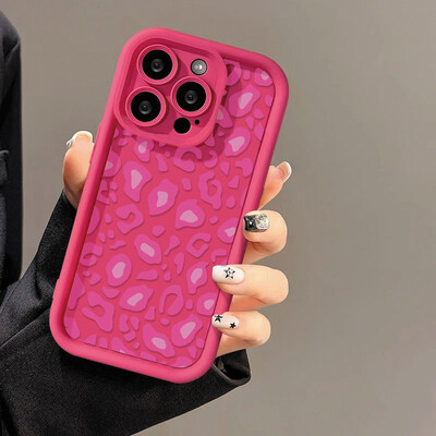 Pink Leopard skystas silikoninis dėklas, skirtas iPhone 16 Pro Max Cover iPhone 15 14 13 11 12 XS Max X XR 7 8 Plus SE 2020 smūgiams atsparus dėklas