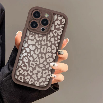 Pink Leopard skystas silikoninis dėklas, skirtas iPhone 16 Pro Max Cover iPhone 15 14 13 11 12 XS Max X XR 7 8 Plus SE 2020 smūgiams atsparus dėklas