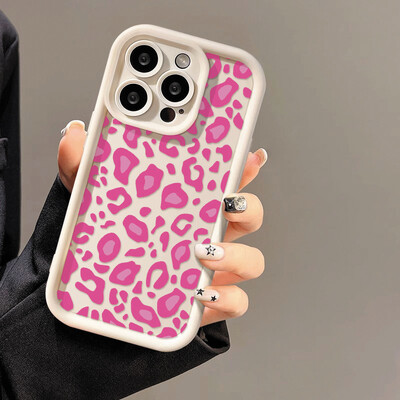 Pink Leopard skystas silikoninis dėklas, skirtas iPhone 16 Pro Max Cover iPhone 15 14 13 11 12 XS Max X XR 7 8 Plus SE 2020 smūgiams atsparus dėklas