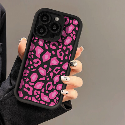 Pink Leopard skystas silikoninis dėklas, skirtas iPhone 16 Pro Max Cover iPhone 15 14 13 11 12 XS Max X XR 7 8 Plus SE 2020 smūgiams atsparus dėklas