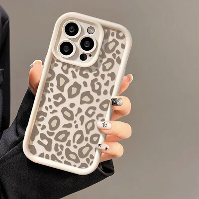 Pink Leopard skystas silikoninis dėklas, skirtas iPhone 16 Pro Max Cover iPhone 15 14 13 11 12 XS Max X XR 7 8 Plus SE 2020 smūgiams atsparus dėklas