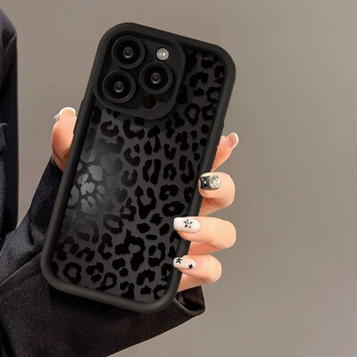 Pink Leopard skystas silikoninis dėklas, skirtas iPhone 16 Pro Max Cover iPhone 15 14 13 11 12 XS Max X XR 7 8 Plus SE 2020 smūgiams atsparus dėklas