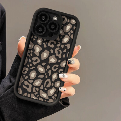 Pink Leopard skystas silikoninis dėklas, skirtas iPhone 16 Pro Max Cover iPhone 15 14 13 11 12 XS Max X XR 7 8 Plus SE 2020 smūgiams atsparus dėklas