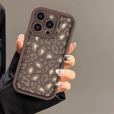 Pink Leopard skystas silikoninis dėklas, skirtas iPhone 16 Pro Max Cover iPhone 15 14 13 11 12 XS Max X XR 7 8 Plus SE 2020 smūgiams atsparus dėklas