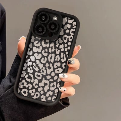 Pink Leopard skystas silikoninis dėklas, skirtas iPhone 16 Pro Max Cover iPhone 15 14 13 11 12 XS Max X XR 7 8 Plus SE 2020 smūgiams atsparus dėklas