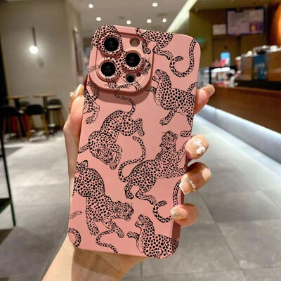 Futrola za iPhone 15 14 13 12 11 Pro Max XS X XR Ružičasti leopard uzorak telefonska maska za iPhone 7 8 Plus 15 14 SE 2022 SE3 futrola