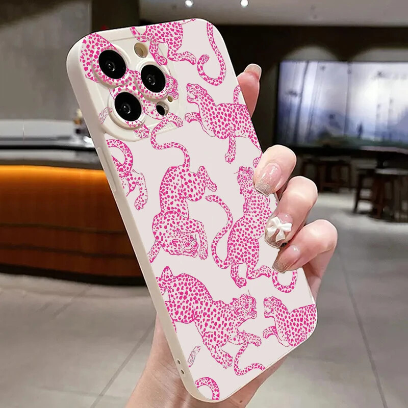 Futrola za iPhone 15 14 13 12 11 Pro Max XS X XR Ružičasti leopard uzorak telefonska maska za iPhone 7 8 Plus 15 14 SE 2022 SE3 futrola