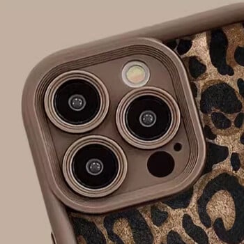 Κάλυμμα αλυσίδας τηλεφώνου Winter Leopard Print για iPhone 16 15 14 13 11 12 Pro Max Plus Cute Short Nylon Lanyard Κρεμαστό κάλυμμα σχοινιού