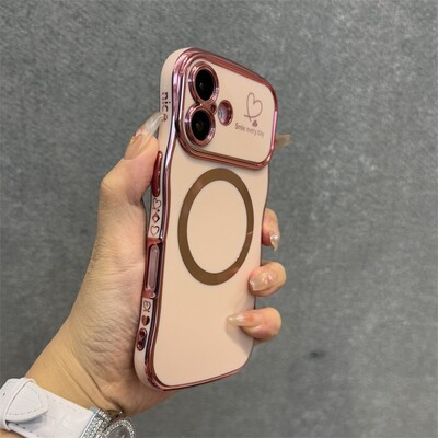 Luxury Love Heart Magsafe bežična torbica za narukvicu za iPhone 16 15 14 13 12 16 Plus Pro Max Magnetic Cover za narukvicu