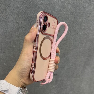 Luxury Love Heart Magsafe bežična torbica za narukvicu za iPhone 16 15 14 13 12 16 Plus Pro Max Magnetic Cover za narukvicu