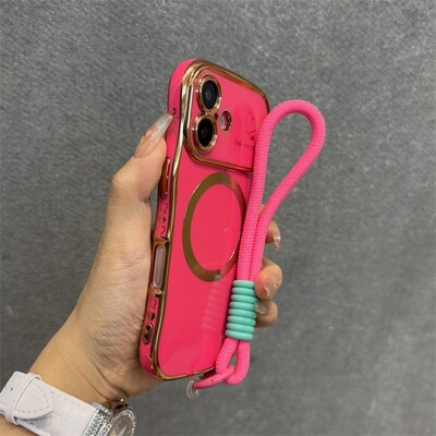 Luxury Love Heart Magsafe bežična torbica za narukvicu za iPhone 16 15 14 13 12 16 Plus Pro Max Magnetic Cover za narukvicu