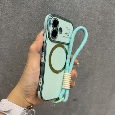 Luxury Love Heart Magsafe bežična torbica za narukvicu za iPhone 16 15 14 13 12 16 Plus Pro Max Magnetic Cover za narukvicu