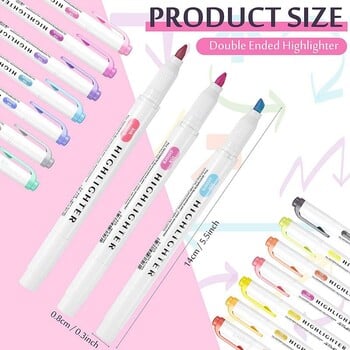 15/25 Colors Cute Double Head Highlighter Pen Art Marker Ιαπωνικό καναπέ Φθορίζον στυλό Σχολική επιστολή γραφείου