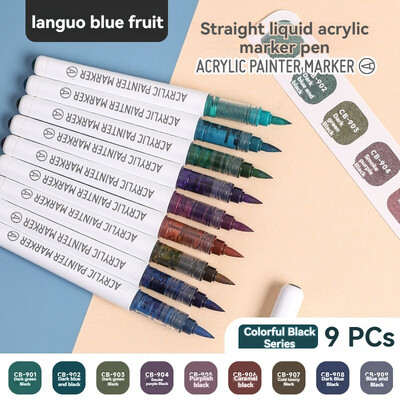 9 цвята химикалки с акрилна боя, маркери, първокласни акрилни писалки с цвят на кожата за дърво, платно, камък, скала, живопис, стъклокерамика