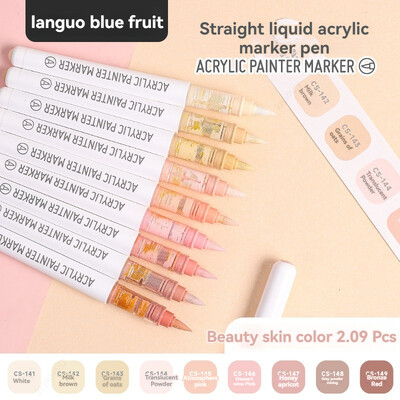 9 цвята химикалки с акрилна боя, маркери, първокласни акрилни писалки с цвят на кожата за дърво, платно, камък, скала, живопис, стъклокерамика