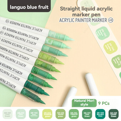 9 цвята химикалки с акрилна боя, маркери, първокласни акрилни писалки с цвят на кожата за дърво, платно, камък, скала, живопис, стъклокерамика