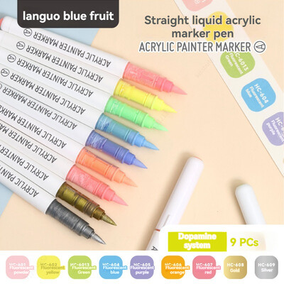 9 цвята химикалки с акрилна боя, маркери, първокласни акрилни писалки с цвят на кожата за дърво, платно, камък, скала, живопис, стъклокерамика