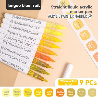 9 цвята химикалки с акрилна боя, маркери, първокласни акрилни писалки с цвят на кожата за дърво, платно, камък, скала, живопис, стъклокерамика