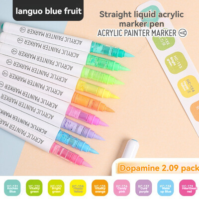 9 цвята химикалки с акрилна боя, маркери, първокласни акрилни писалки с цвят на кожата за дърво, платно, камък, скала, живопис, стъклокерамика