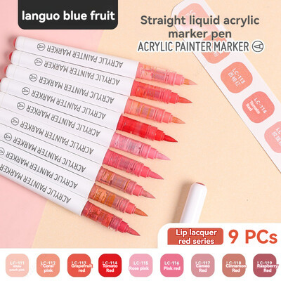 9 цвята химикалки с акрилна боя, маркери, първокласни акрилни писалки с цвят на кожата за дърво, платно, камък, скала, живопис, стъклокерамика