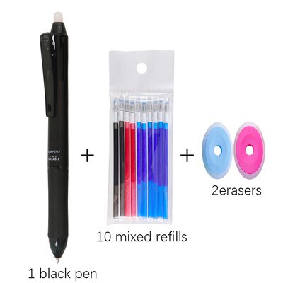 Комплект многоцветни изтриваеми химикалки 3 в 1, синьо, черно, червено мастило, 0,5 mm гел химикалка, японски канцеларски материали, офис, училище, инструменти за писане