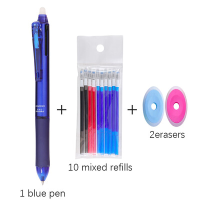 Комплект многоцветни изтриваеми химикалки 3 в 1, синьо, черно, червено мастило, 0,5 mm гел химикалка, японски канцеларски материали, офис, училище, инструменти за писане