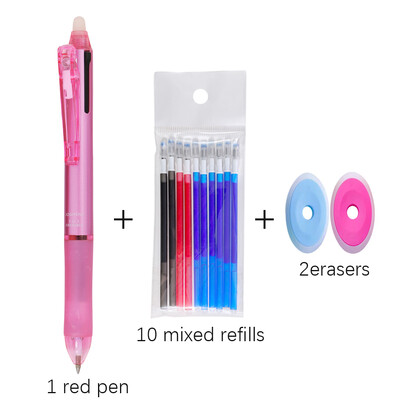 Комплект многоцветни изтриваеми химикалки 3 в 1, синьо, черно, червено мастило, 0,5 mm гел химикалка, японски канцеларски материали, офис, училище, инструменти за писане