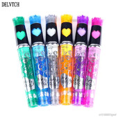 DELVTCH Set boja od 6 komada, periva svjetlucava olovka s gelom za tetoviranje, tintna olovka 1,0 mm, vrh za umjetnost, crtanje grafita, slika, DIY Poklon za ukrašavanje kože
