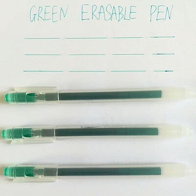 Izbrisive gel olovke na uvlačenje za crtanje i pisanje, zelene, fine point, razne tinte u boji, 0,7 mm, 3 kom
