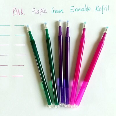 Izbrisive gel olovke na uvlačenje za crtanje i pisanje, zelene, fine point, razne tinte u boji, 0,7 mm, 3 kom