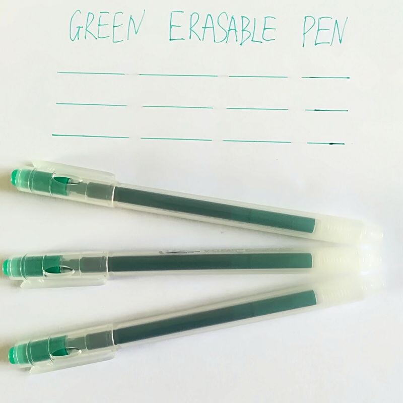 Izbrisive gel olovke na uvlačenje za crtanje i pisanje, zelene, fine point, razne tinte u boji, 0,7 mm, 3 kom