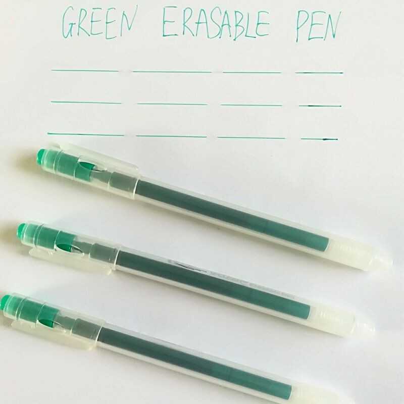 Izbrisive gel olovke na uvlačenje za crtanje i pisanje, zelene, fine point, razne tinte u boji, 0,7 mm, 3 kom
