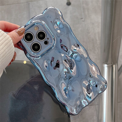 Luksuzna folija s valovitim kovrčavim rubovima za iPhone 16 15 11 12 13 14 Pro Max Plus 3D nejednakost mekana zaštitna maska za kameru