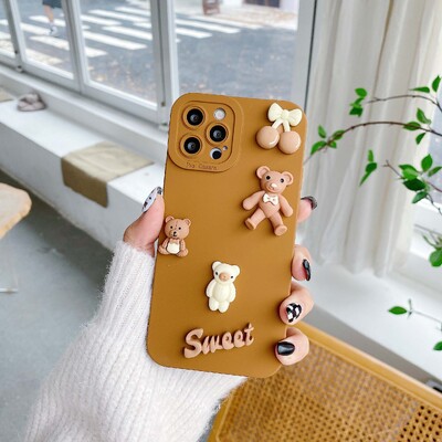 Θήκες τηλεφώνου 3D Bears για iPhone 11 12 13 14 15 Pro Max Soft Silicon θήκη για iPhone X XR XS Max 7 8 6 6s Plus Se 2020