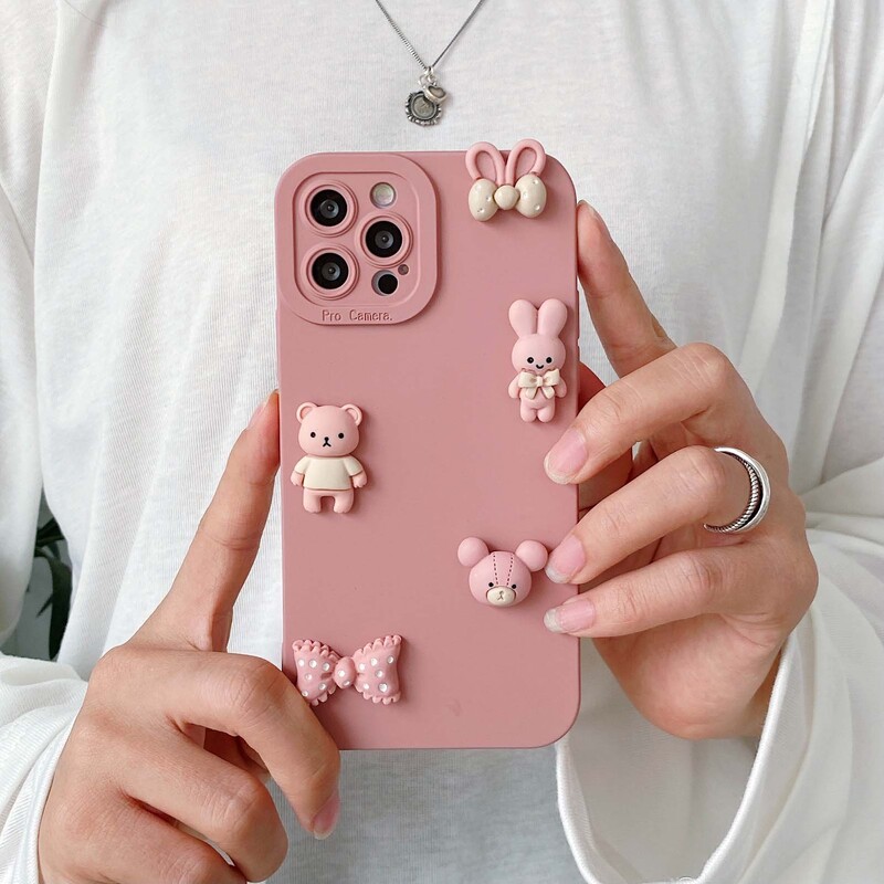 Калъфи за телефони 3D Bears за iPhone 11 12 13 14 15 Pro Max Мек силиконов калъф за заден капак за iPhone X XR XS Max 7 8 6 6s Plus Se 2020