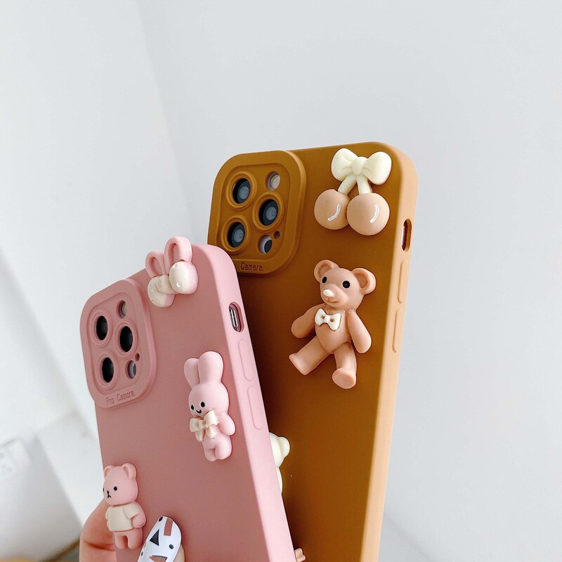 Калъфи за телефони 3D Bears за iPhone 11 12 13 14 15 Pro Max Мек силиконов калъф за заден капак за iPhone X XR XS Max 7 8 6 6s Plus Se 2020