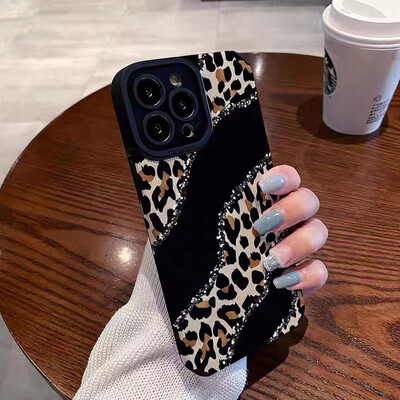 Fashion Joint Leopard Silione Θήκη τηλεφώνου για iPhone 13 14 11 12 15 Pro Max Mini SE 7 8 Plus X XS XR Μαλακό πλήρες κάλυμμα