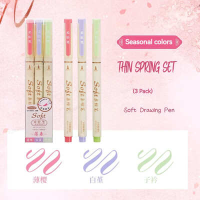 3Pcs/set Four Seasons olovka za slikanje s mekim kistom, natpisi, kaligrafska praksa, retro umjetnički markeri Set crtaćih umjetničkih pisama