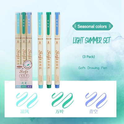 3Pcs/set Four Seasons olovka za slikanje s mekim kistom, natpisi, kaligrafska praksa, retro umjetnički markeri Set crtaćih umjetničkih pisama