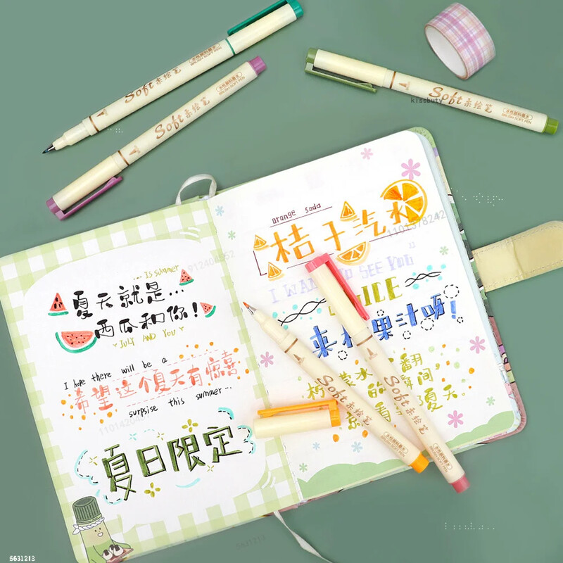 3Pcs/set Four Seasons olovka za slikanje s mekim kistom, natpisi, kaligrafska praksa, retro umjetnički markeri Set crtaćih umjetničkih pisama