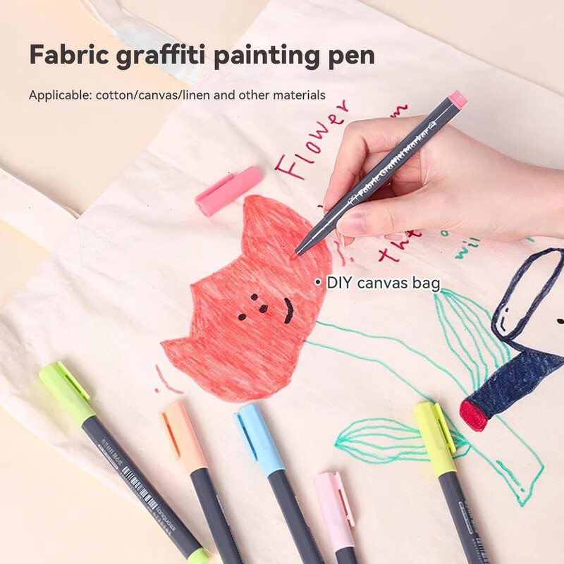 6 цвята/комплект Боядисване на тъкани Маркер Дрехи Текстил Водоустойчиви Направи си занаяти Тениска Чанта Обувки Постоянно изкуство Графити Цветни маркери