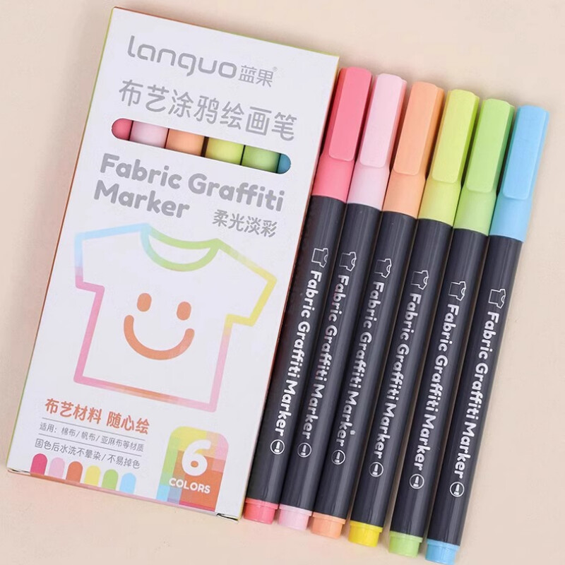6 цвята/комплект Боядисване на тъкани Маркер Дрехи Текстил Водоустойчиви Направи си занаяти Тениска Чанта Обувки Постоянно изкуство Графити Цветни маркери