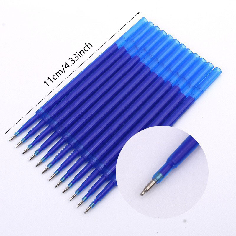 12 kom/set tip 0,5 mm brisiva gel olovka plava/crna zamjenjivo punjenje velikog kapaciteta, periva drška školski uredski pribor