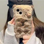 Προστασία θήκης τηλεφώνου Luxury Capybara Fluffy Fur για iPhone 16 15 13 12 11 14 Pro Max XS XR 7 8 Plus X SE Lovely Plush Coque